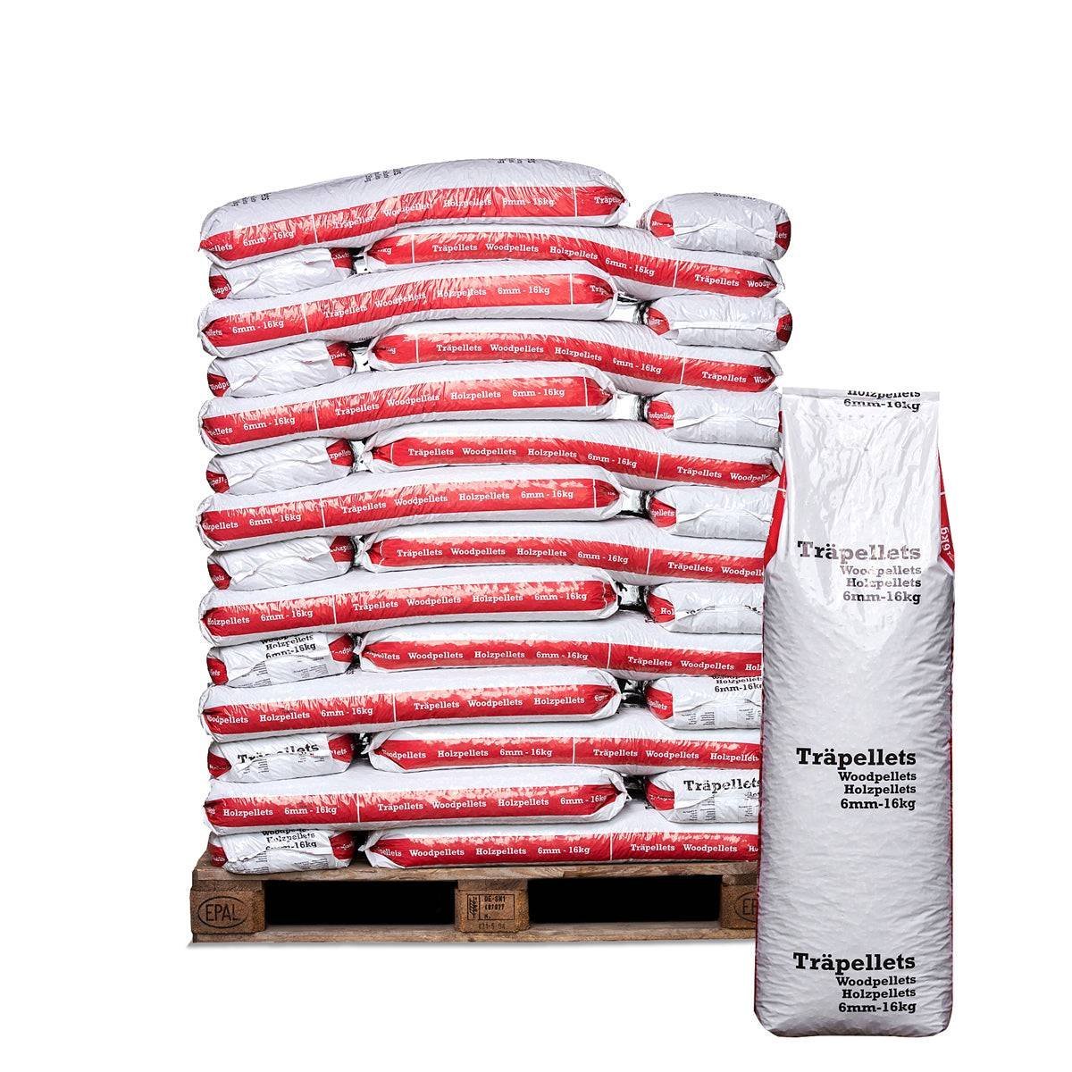 6mm-pellets.jpg Svensk pellets 832kg, 16kg påsar, A1 kvalité 6 mm - Fraktfri - Bild 1